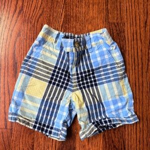 Janie and Jack Plaid Shorts in Blue & Yellow - Size 12- 18 months